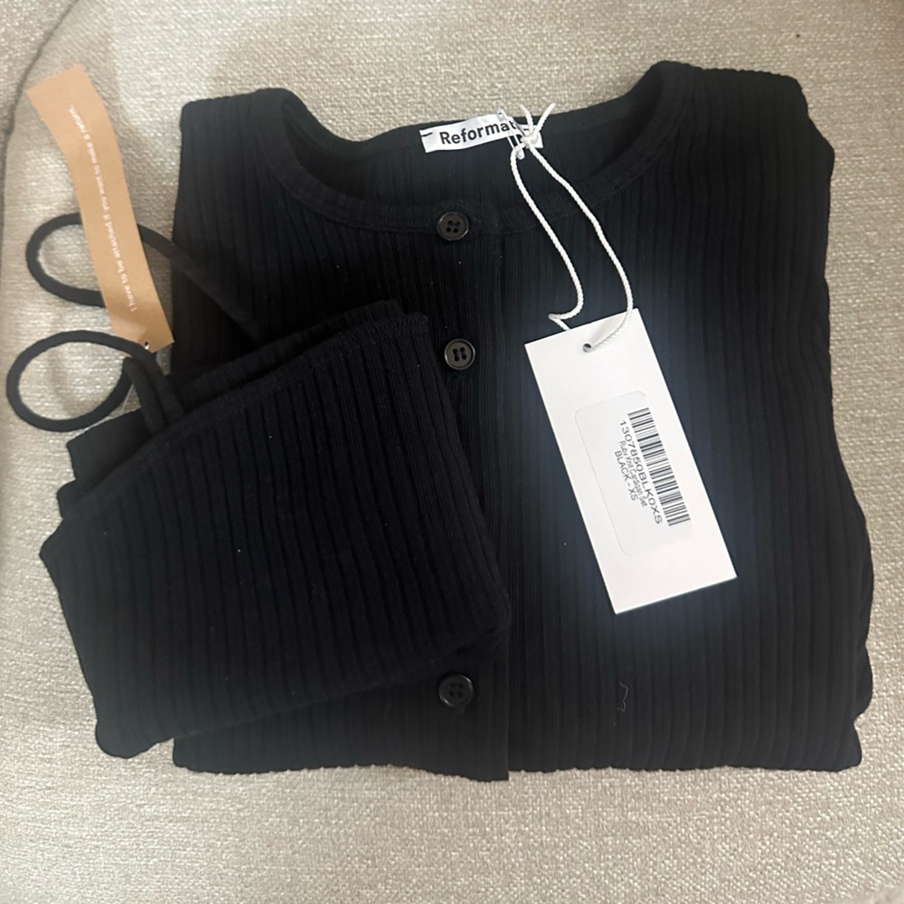 Reformation Black Ruby Cardigan Two Piece Set
